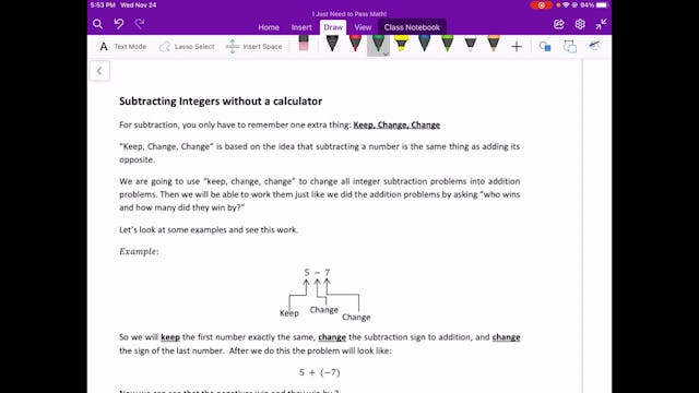 Video 8.9 Subtracting Integers