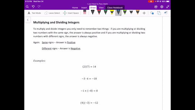 Video 8.11 Multiply and Divide Integers