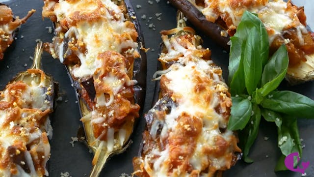Cheesy Eggplant Boats