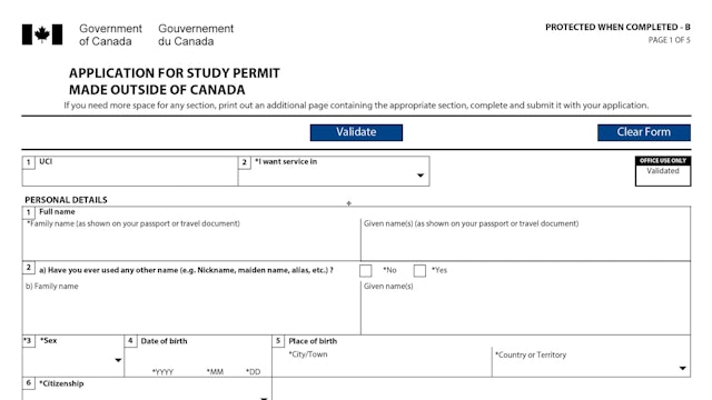 Application for study permit - IMM-1294