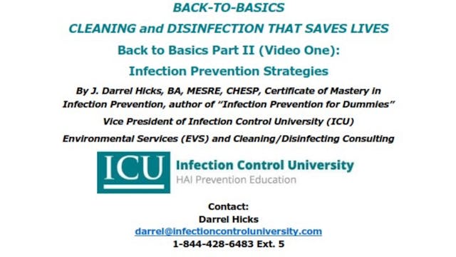 Back to Basics Part II A (Video One): Infection Prevention Strategies