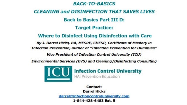 Back to Basics Part III D: Target Practice Where to Disinfect & Using with Care