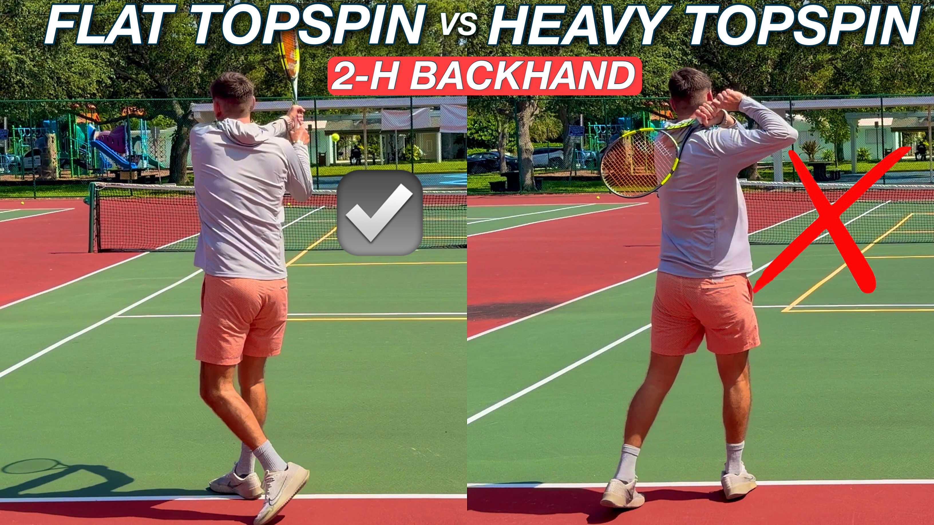 Flat Topspin vs Heavy Topspin Two-Handed Backhand Explanation