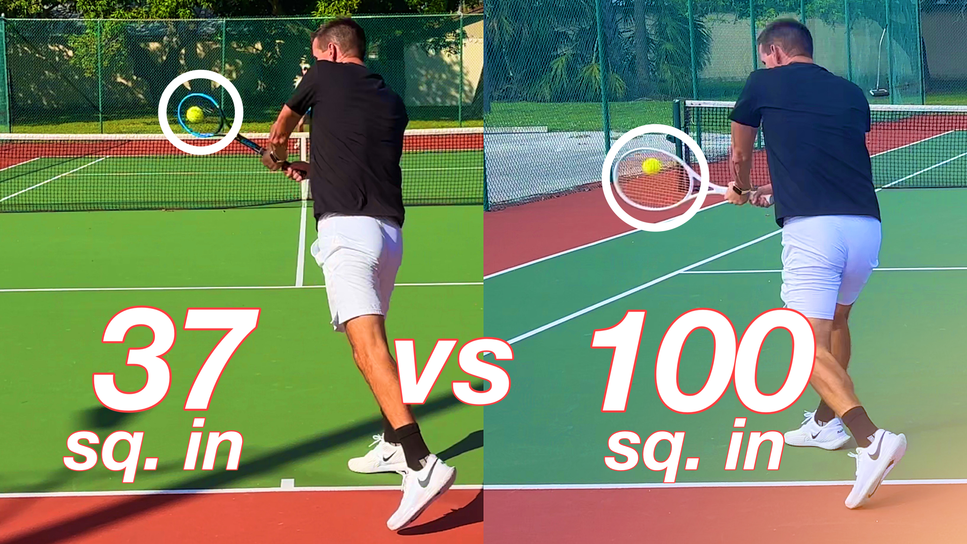 37 sq. inch VS 100 sq. inch Tennis Racquet Play Test