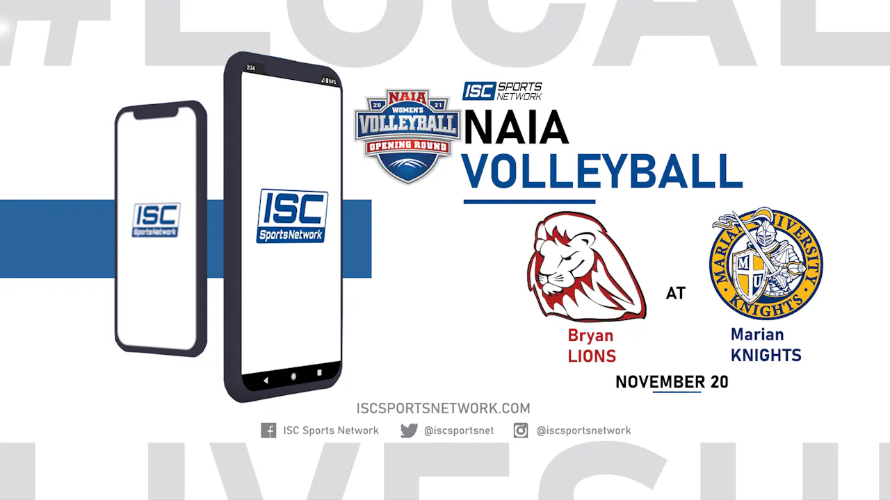 2021 NAIA WVB Bryan at Marian 11/20 - 2021-22 Season - ISC Sports Network
