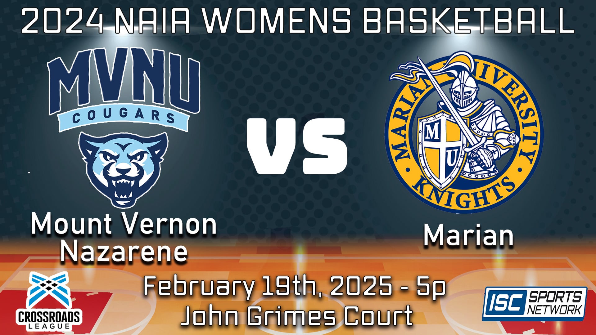 2025 WBB Mount Vernon Nazarene at Marian - 02/19