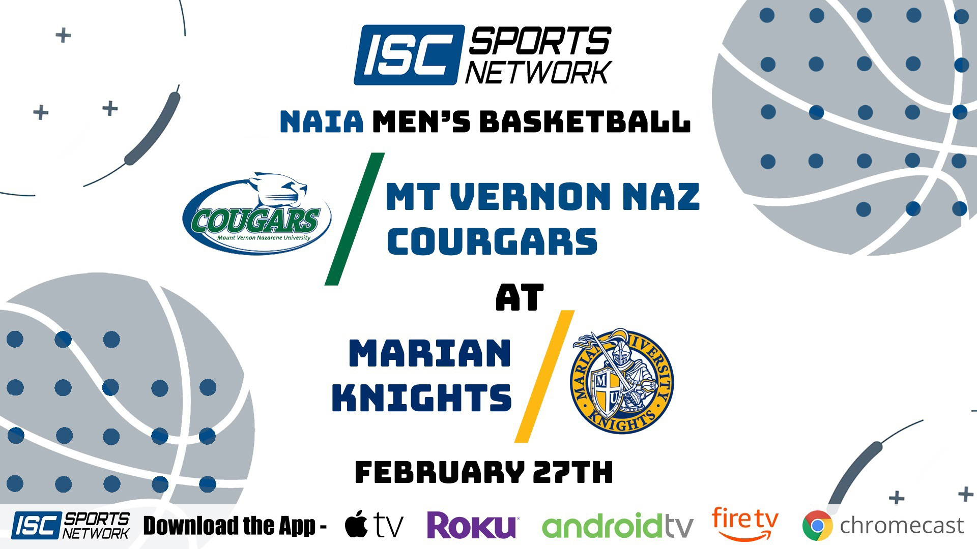 2021 MBB Mount Vernon Nazarene at Marian 2/27