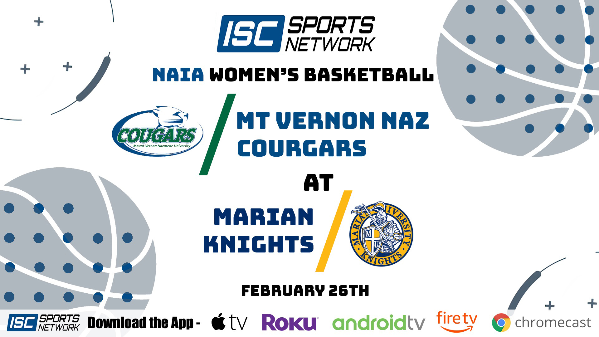 2021 WBB Mount Vernon Nazarene at Marian 2/26