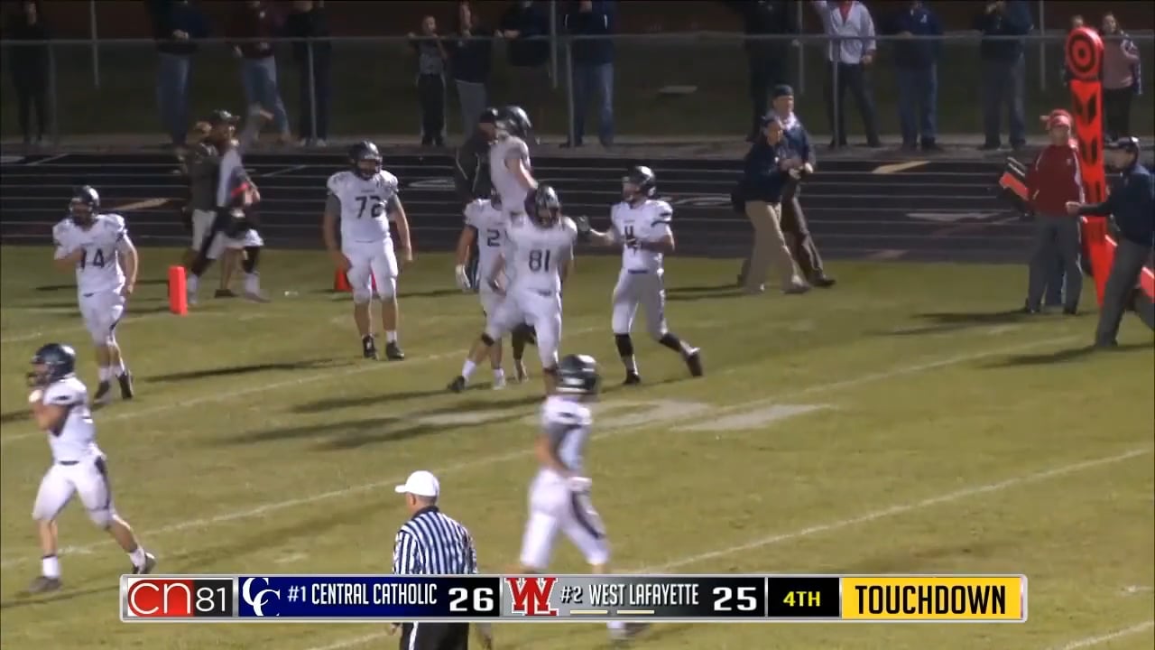 2016 FB Central Catholic at West Lafayette Denhart to Tharp Game Winner