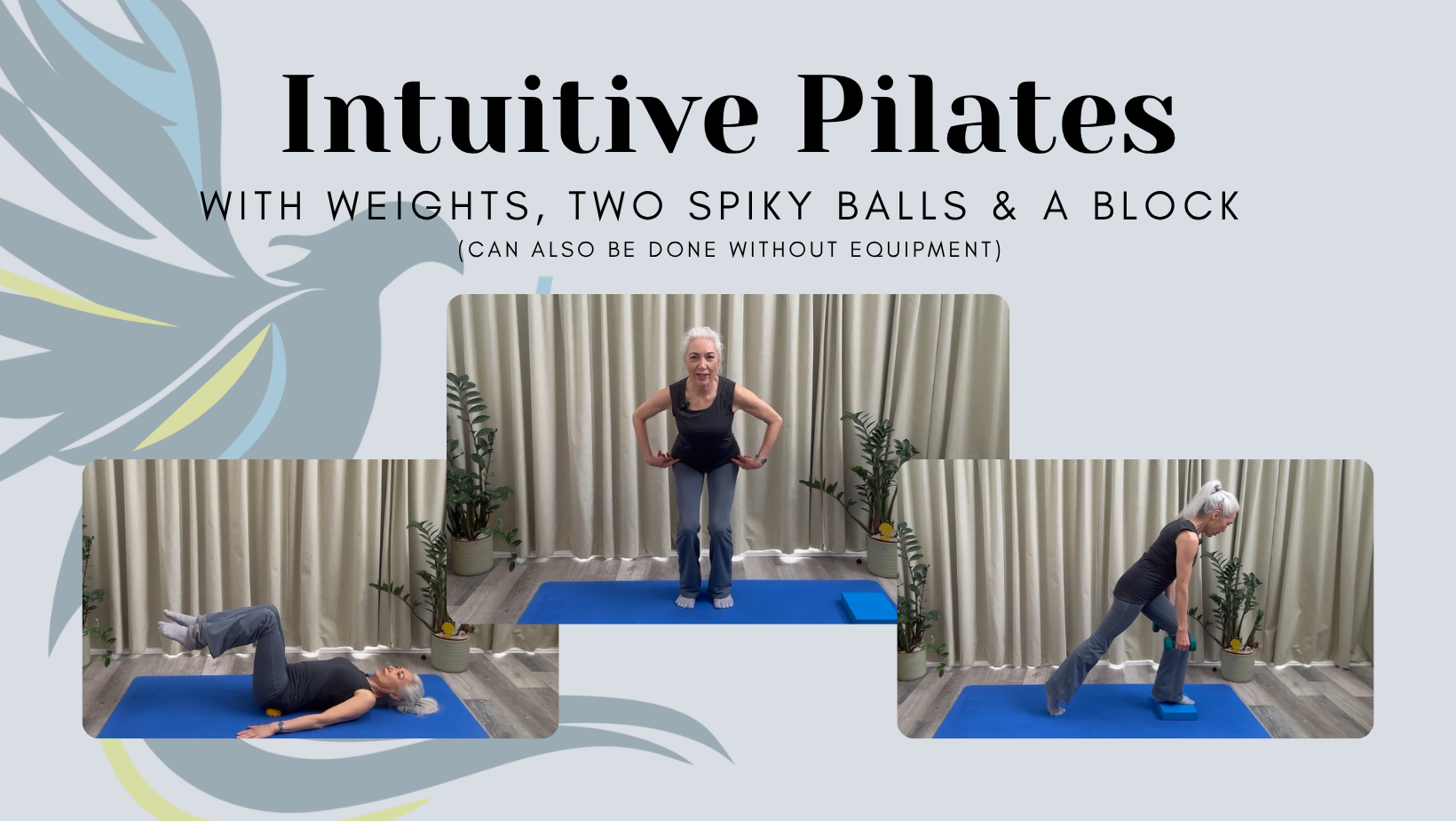 Intuitive Pilates with weights, two spiky balls & a block