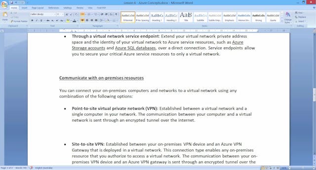 Azure Concepts - Lesson 6 - Azure Net...