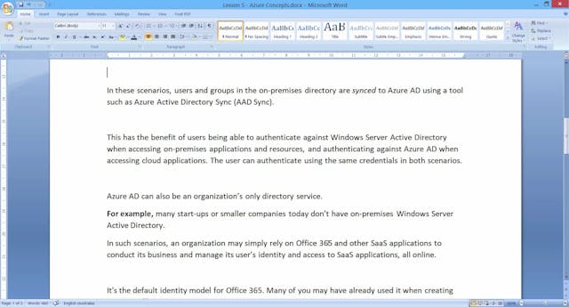Azure Concepts - Lesson 5 - Azure AD