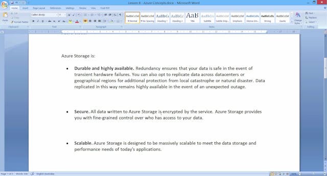 Azure Concepts - Lesson 8 - Storage