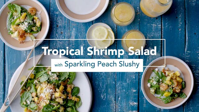 Tropical Shrimp Salad with Peach Slushy
