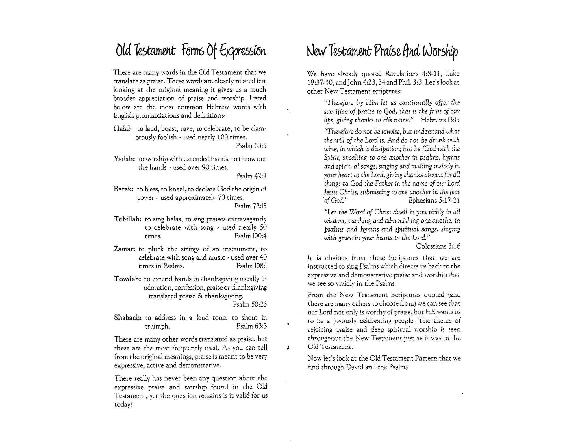 Old & New Testament Forms of Worship