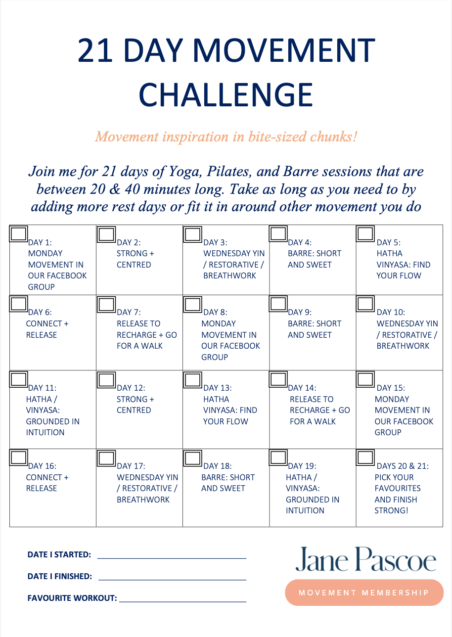 21 Day Challenge Calendar