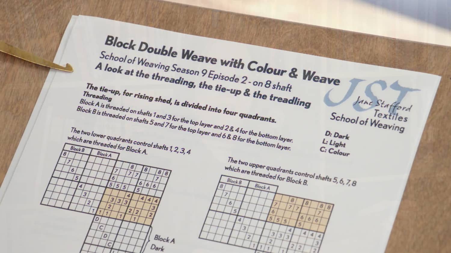 9.2.8 - 8 Shaft Theory PDF Colour & Weave Block Double Weave with Barbara