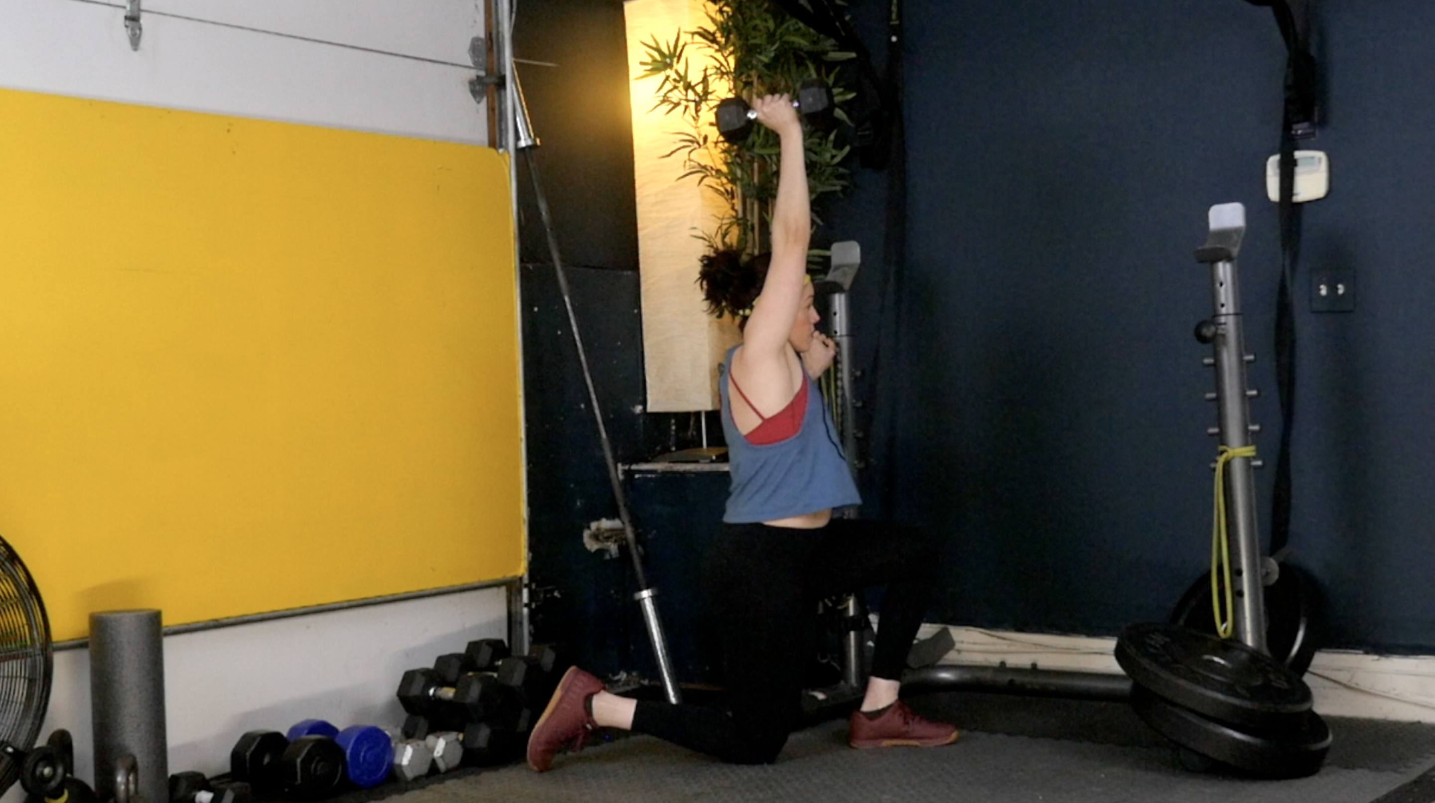 HV Week 3 Day 1 Exercise 2 Half Kneel dumbbell Shoulder Press & Banded Dante Row