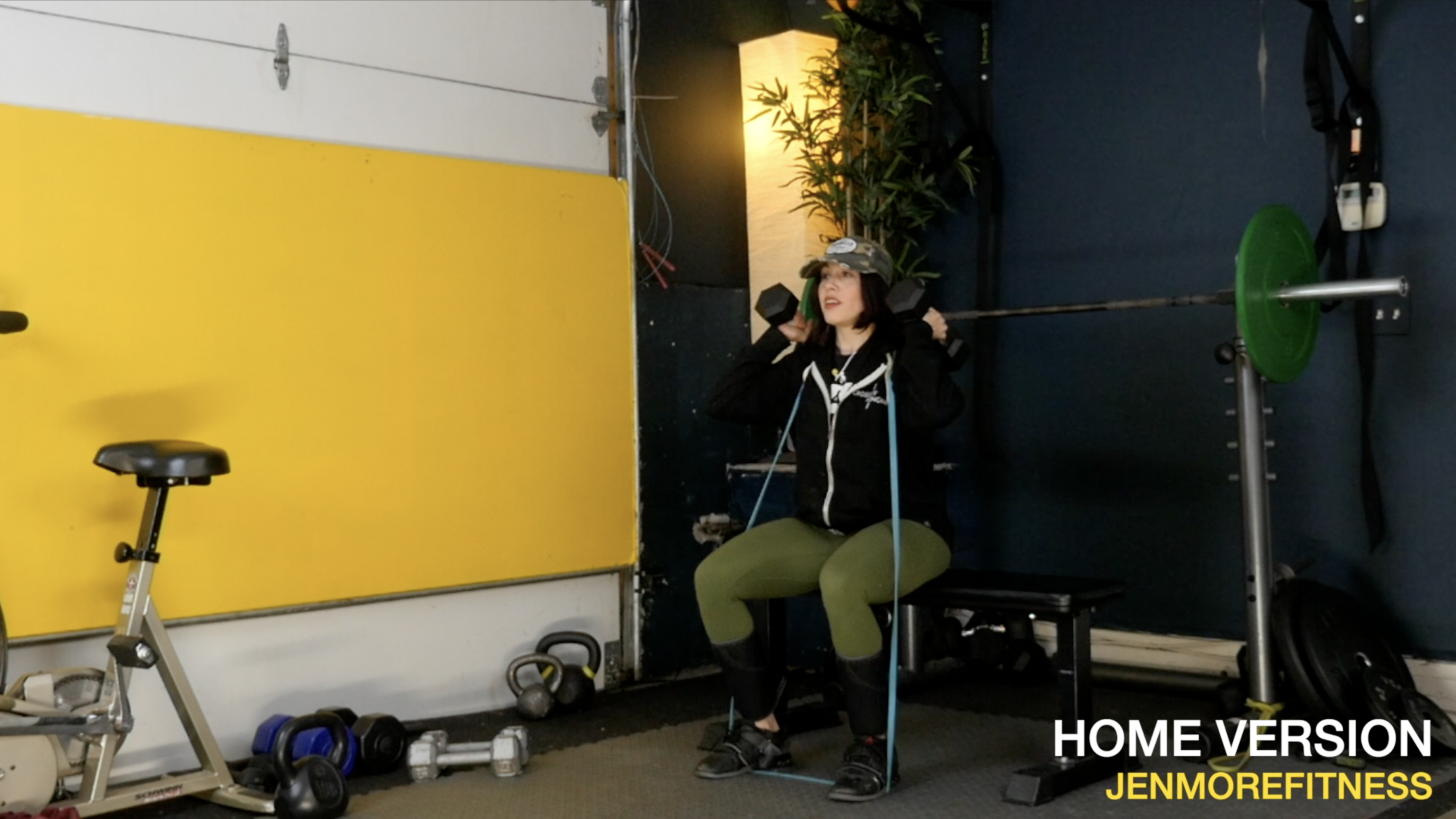 HV Week 11 Day 1 Exercise 1 Dumbbell Box Front Squats with Band