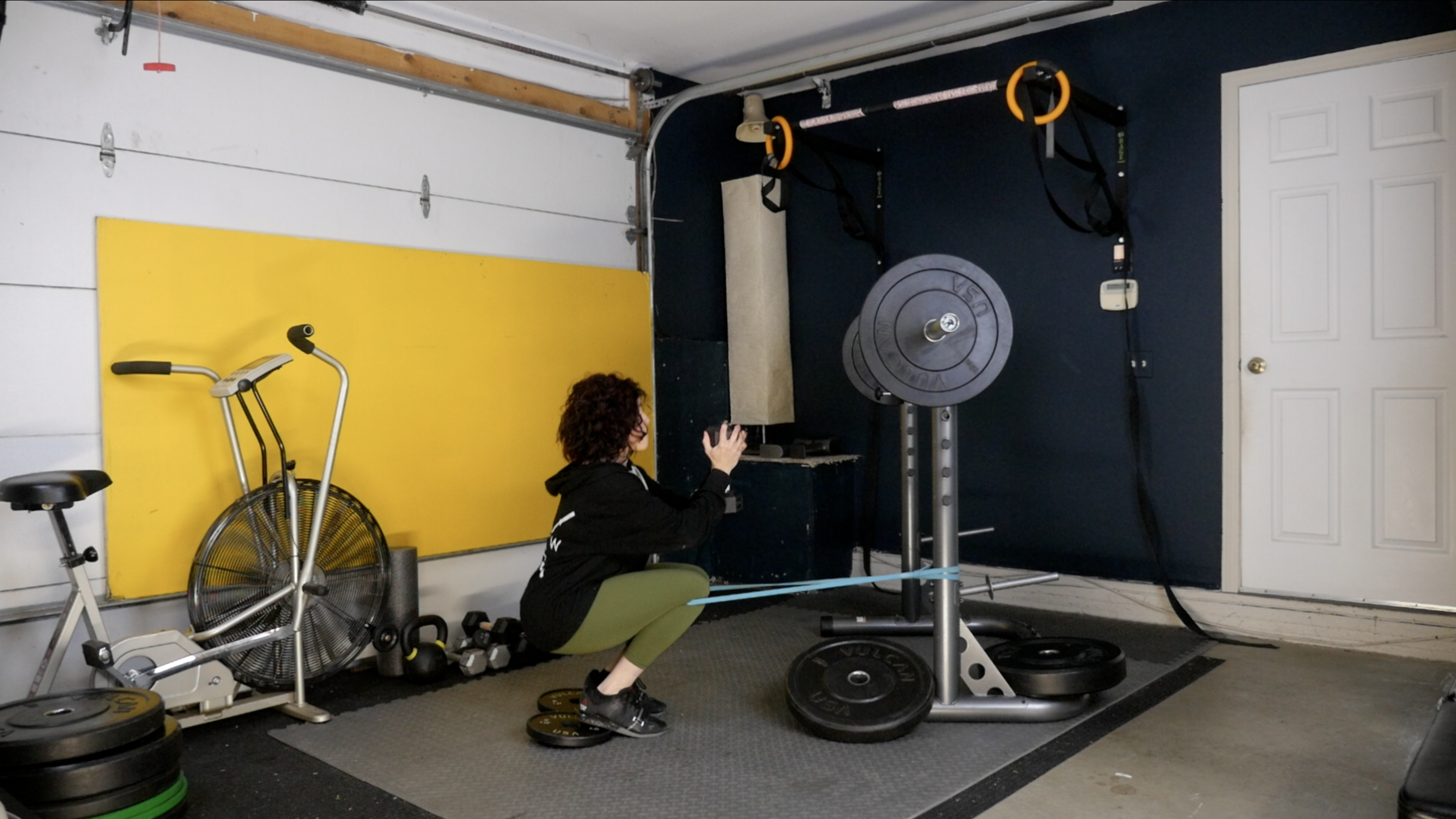 Week 14 Day 2 Ex 1 Heels Elevated Banded Sissy Goblet Squats/Front Squats