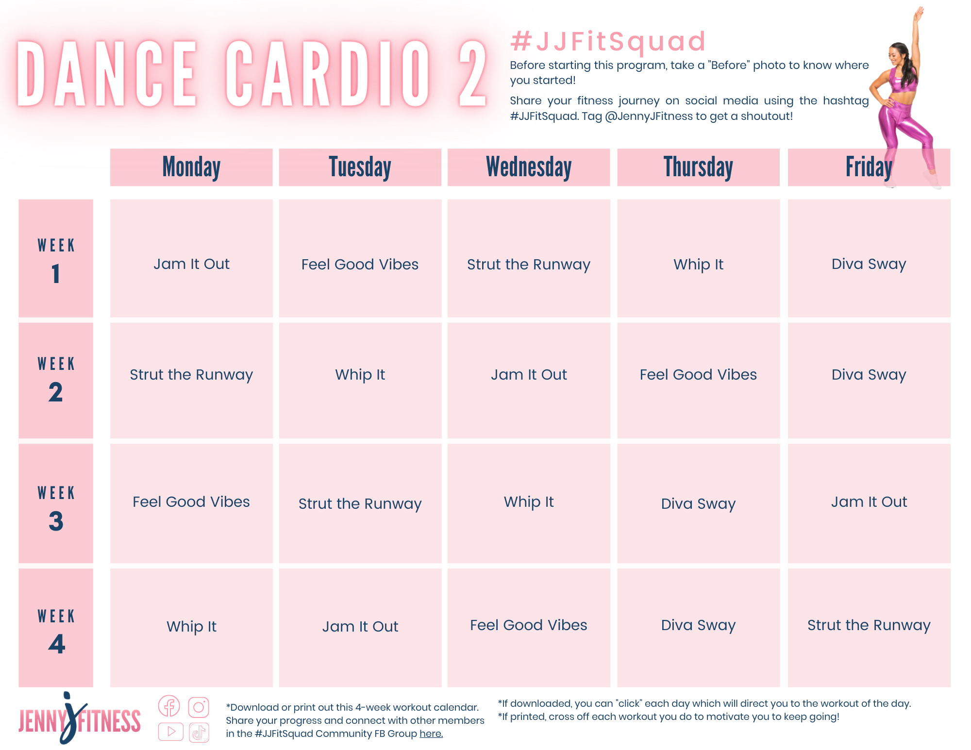 Dance Cardio 2 Calendar
