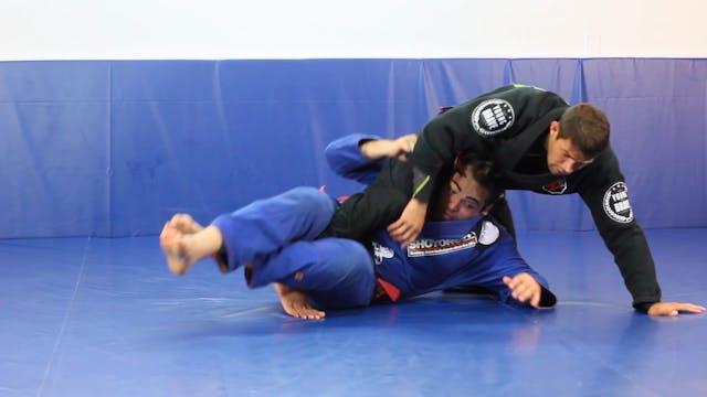 Deep half guard sweep with arm trapped