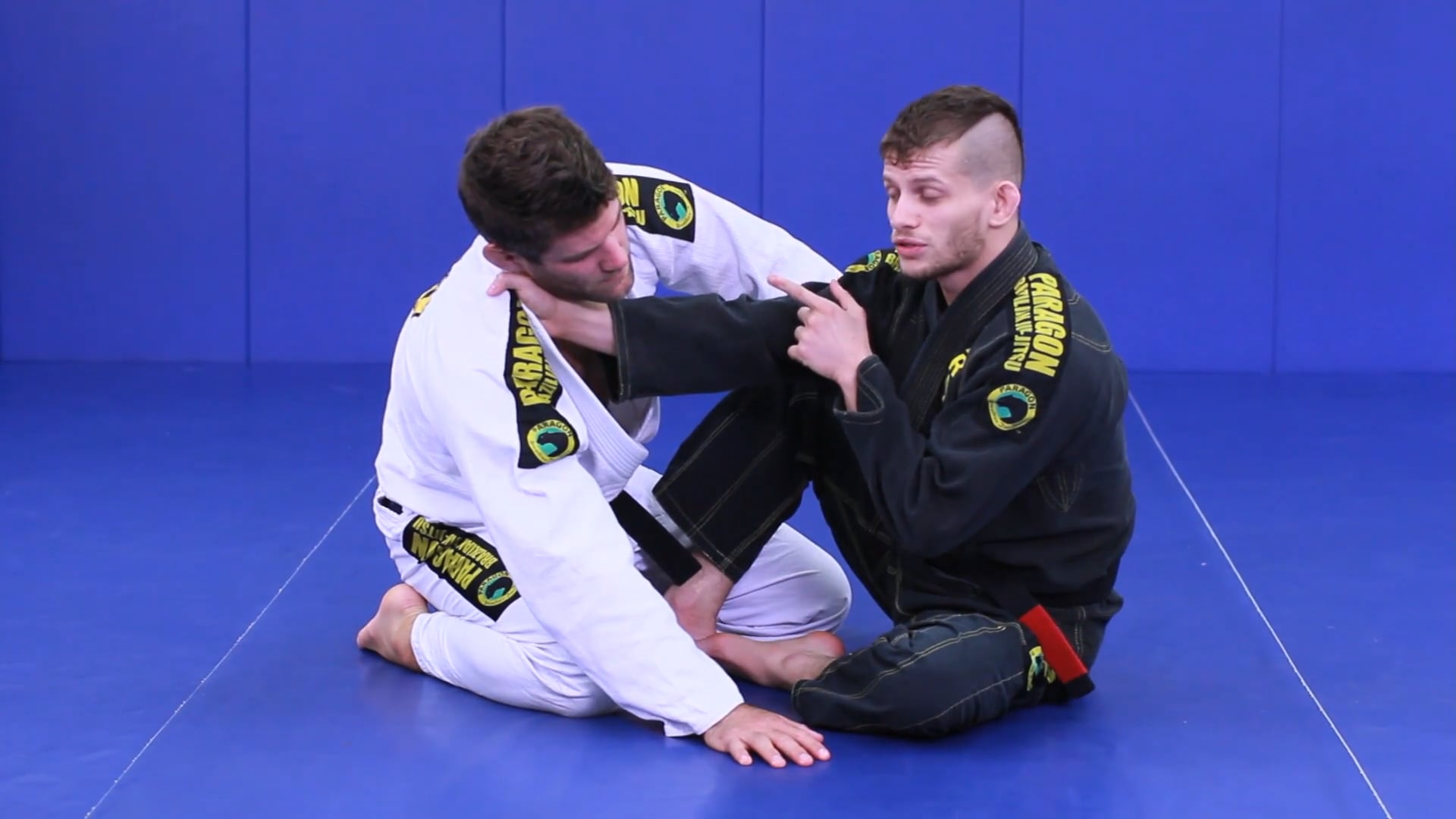 Cross choke to leg pick sweep from butterfly guard