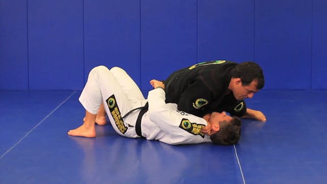 Knee belly to side control cross choke