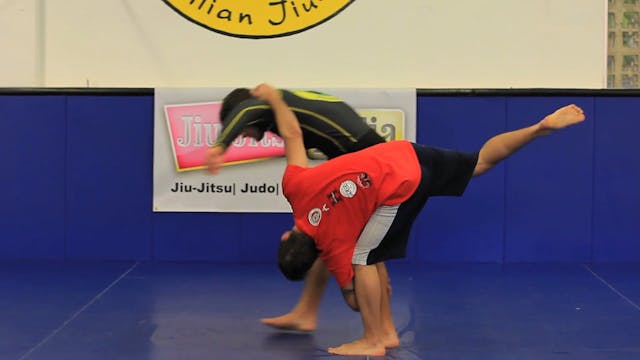 wrestling throw by to single leg attack