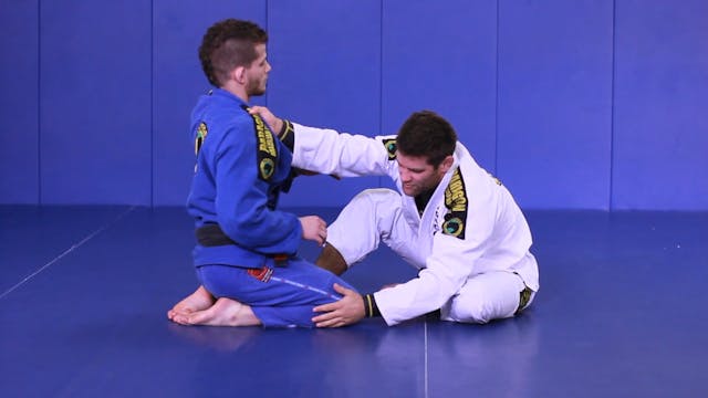 Knee block sweep from butterfly guard