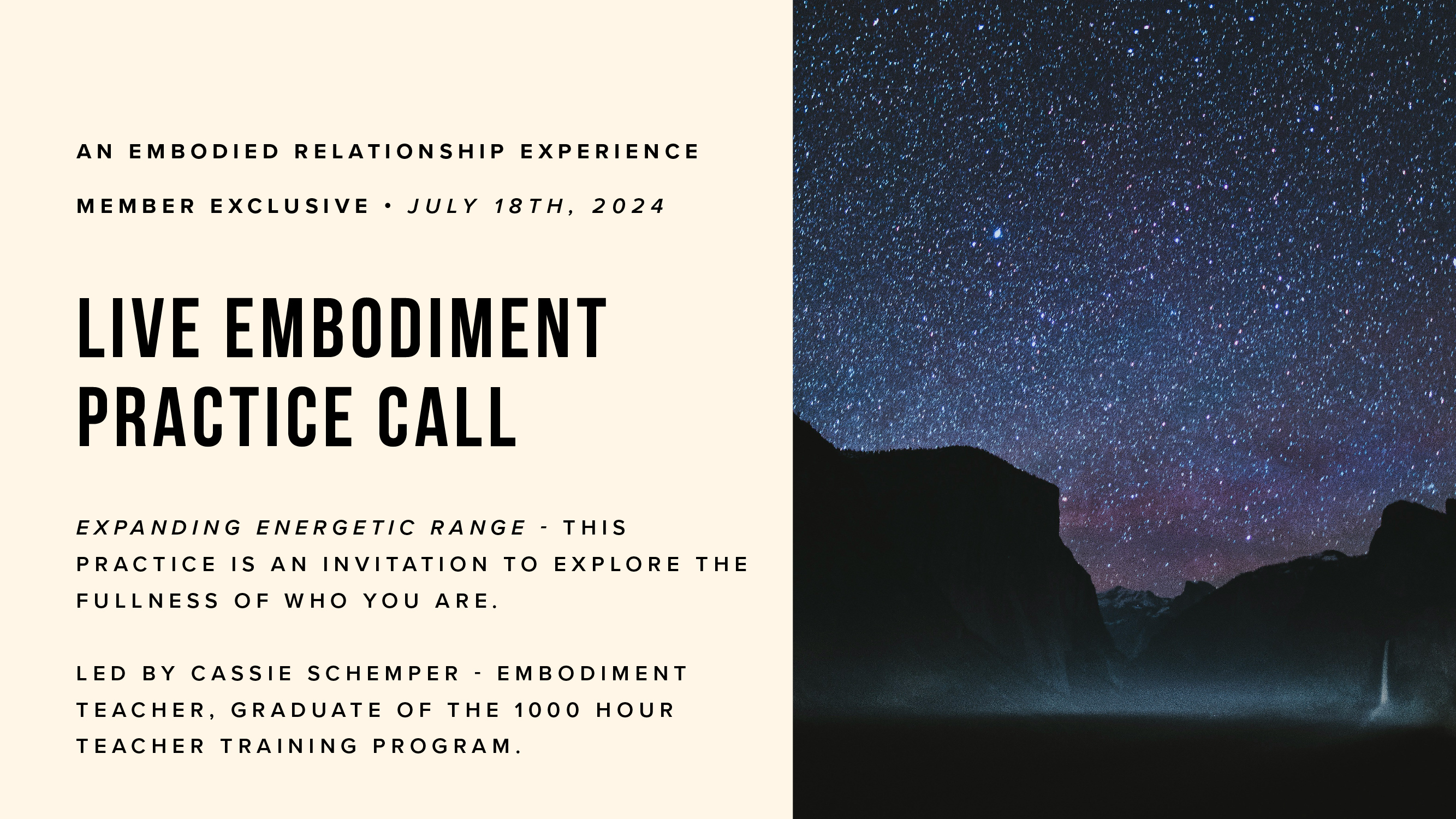 Live Embodiment Practice Call, Thursday, July 18th
