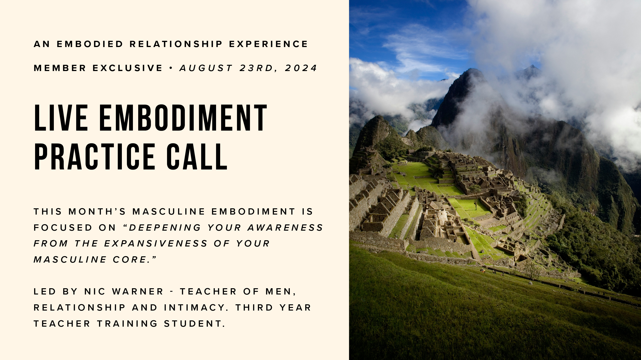 Live Embodiment Practice Call, Thursday, August 23th