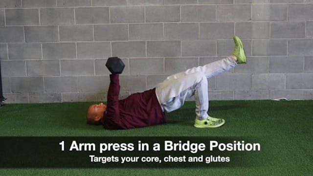 1 arm press in bridge position