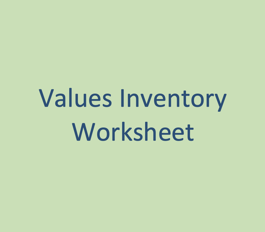 Values Inventory Worksheet
