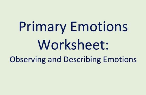 Primary Emotions Worksheet: Observing and Describing Emotions