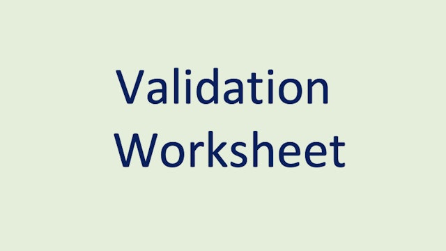Validation Worksheet
