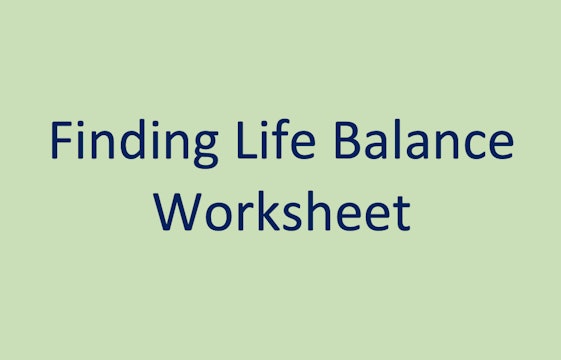 Finding Life Balance Worksheet
