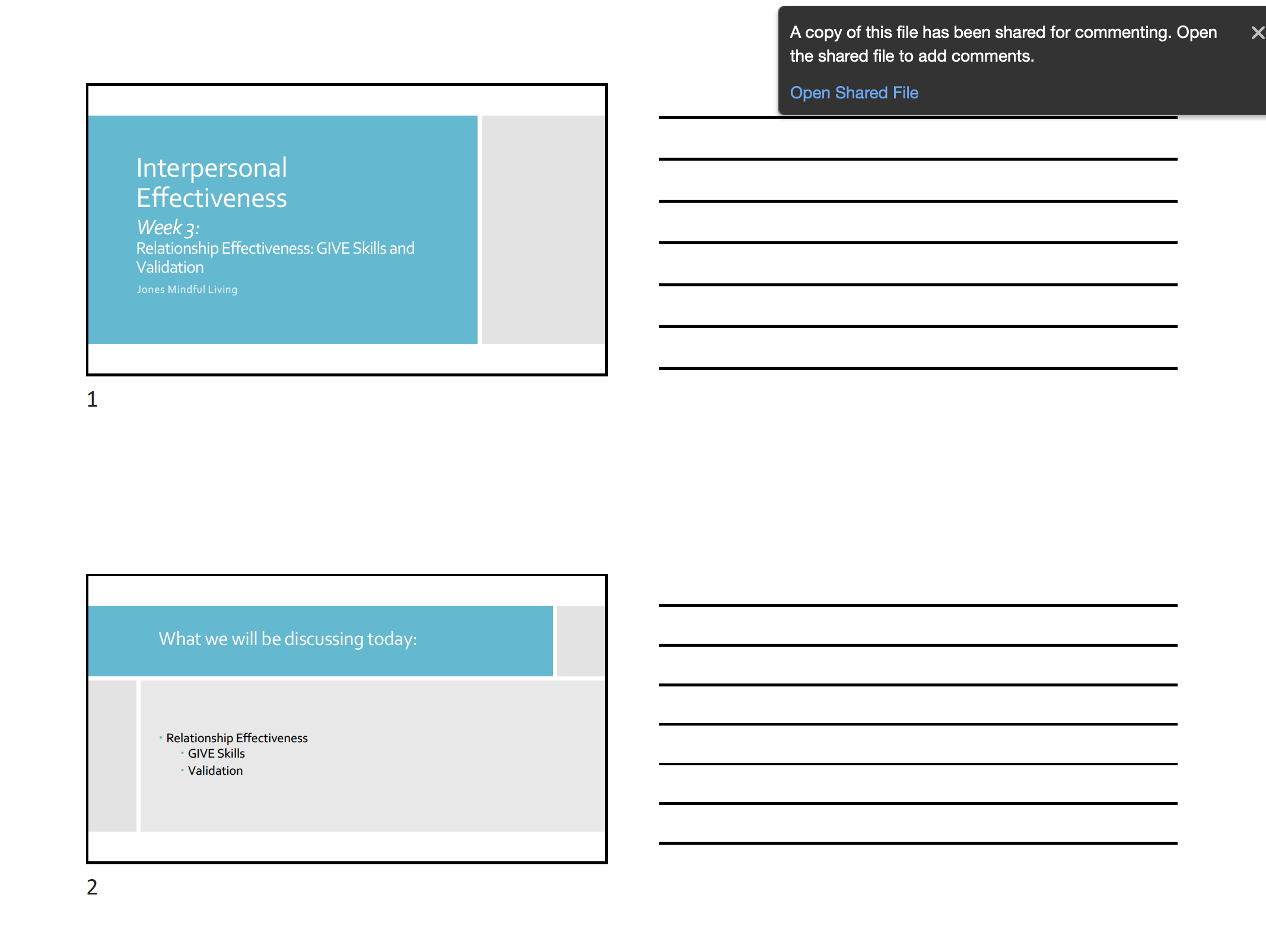Interpersonal Effectiveness Week 3 Presentation PDF (3 slides per page)