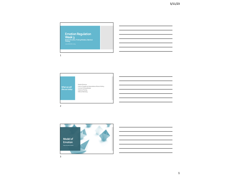 Emotion Regulation Week Three PDF (three slides per page)
