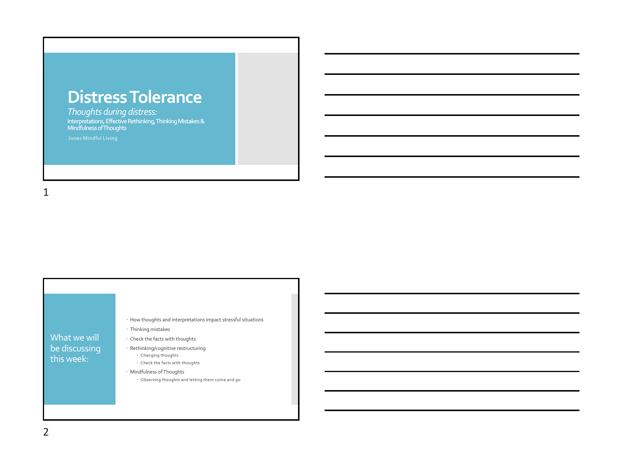 Distress Tolerance Week 4 presentation (3 slides per page)