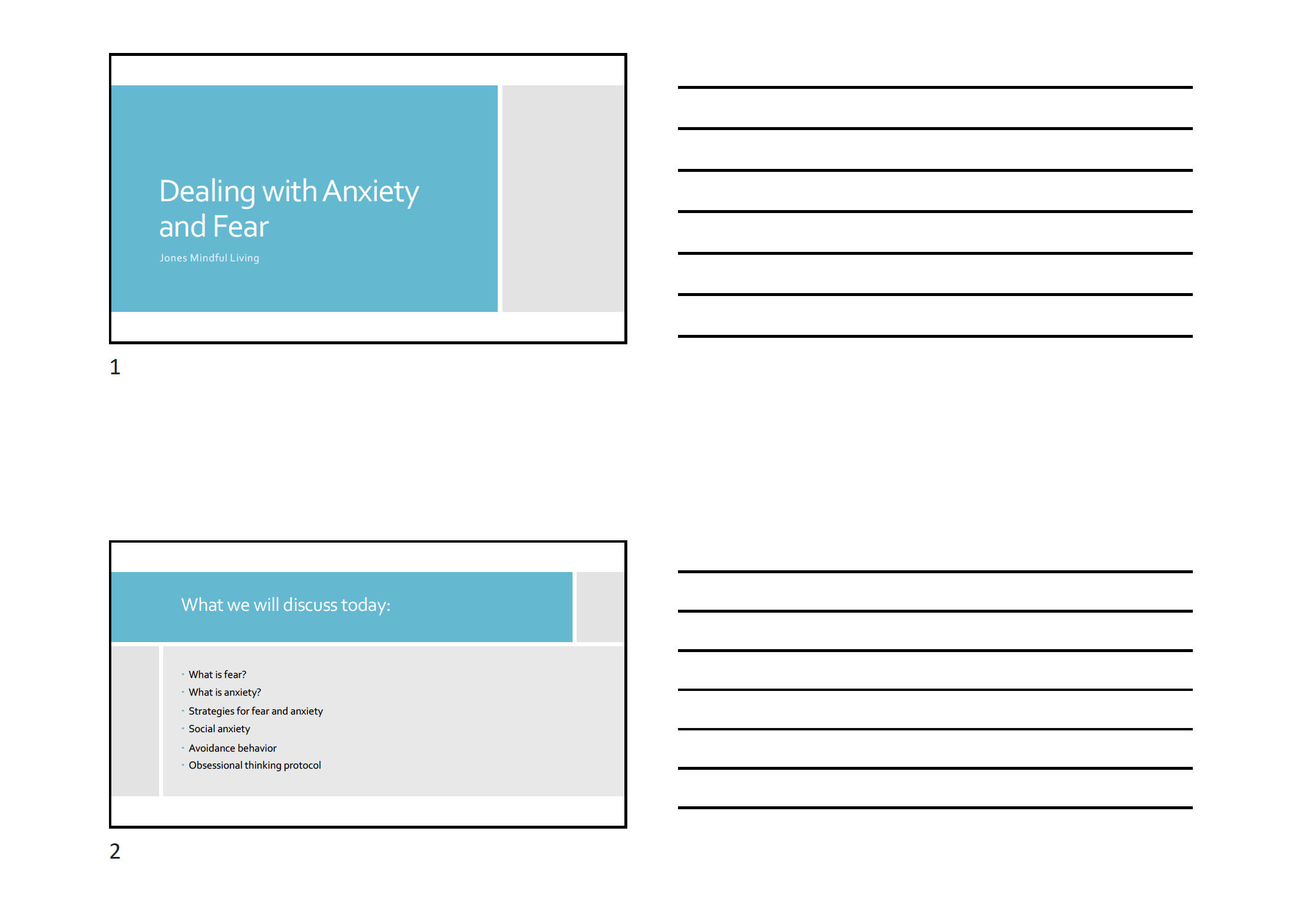 Dealing with Anxiety and Fear Presentation (3 slides per page)