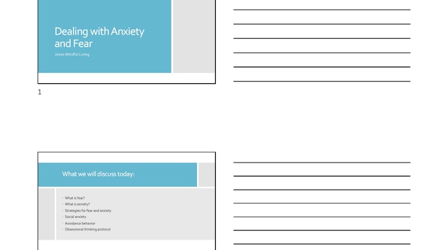 Dealing with Anxiety and Fear Presentation (3 slides per page)