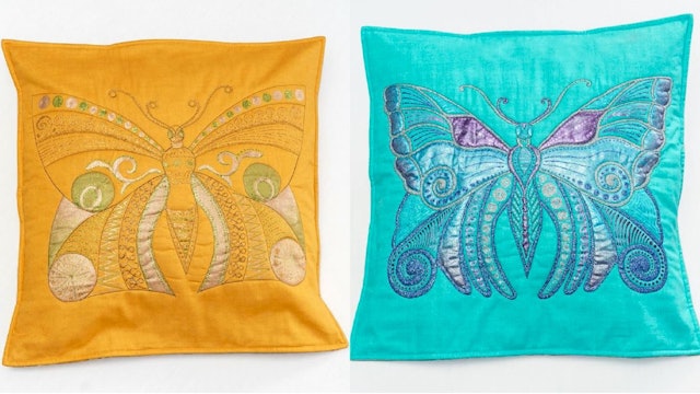 Butterfly Cushion Workshop Using Marabu Paints with Vendulka Battais