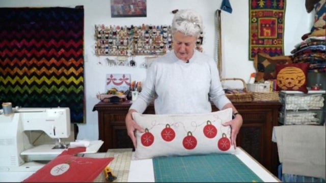 TASTER: Red Baubles Cushion with Anne Baxter