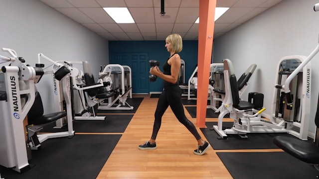 Stationary Lunge with Dumbbell Bicep Curls - Demo