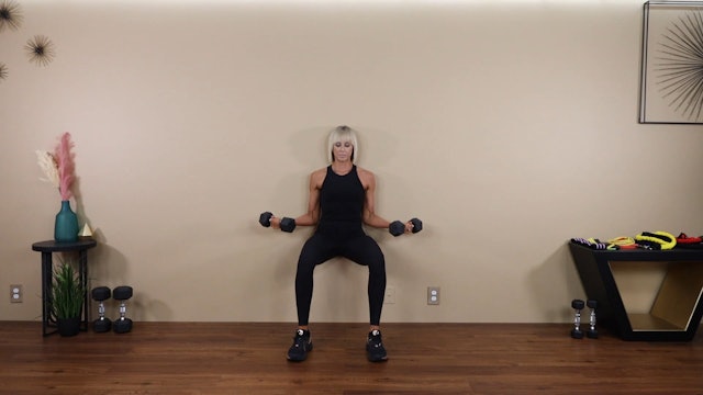 Isometric Wall Squat with Dumbbell Bicep Curl - Demo