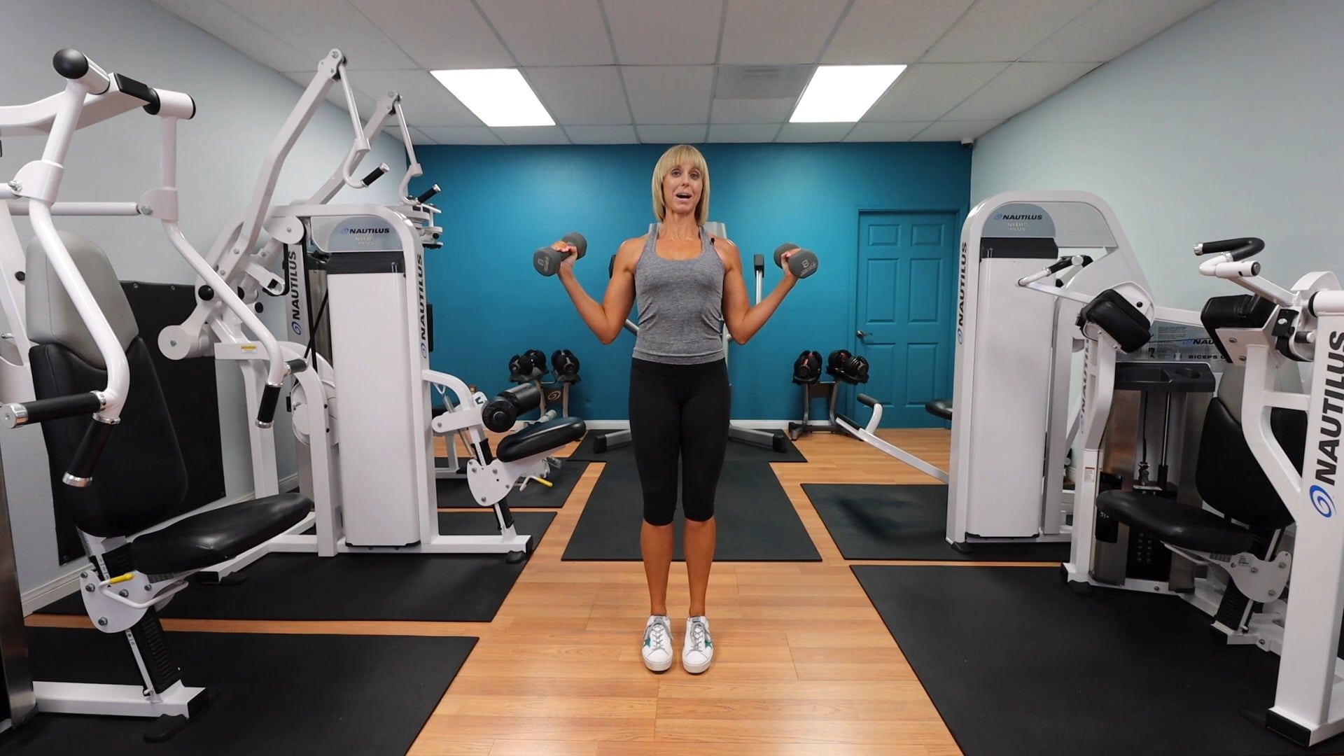 Dumbbell Supine Circle Bicep Curls Gym