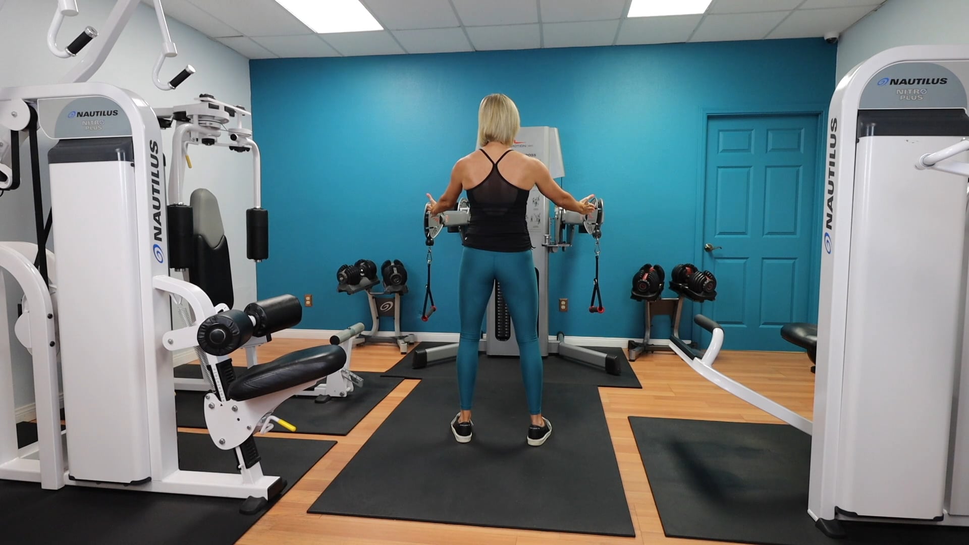 Cable Machine Squat with Lat Rows Gym