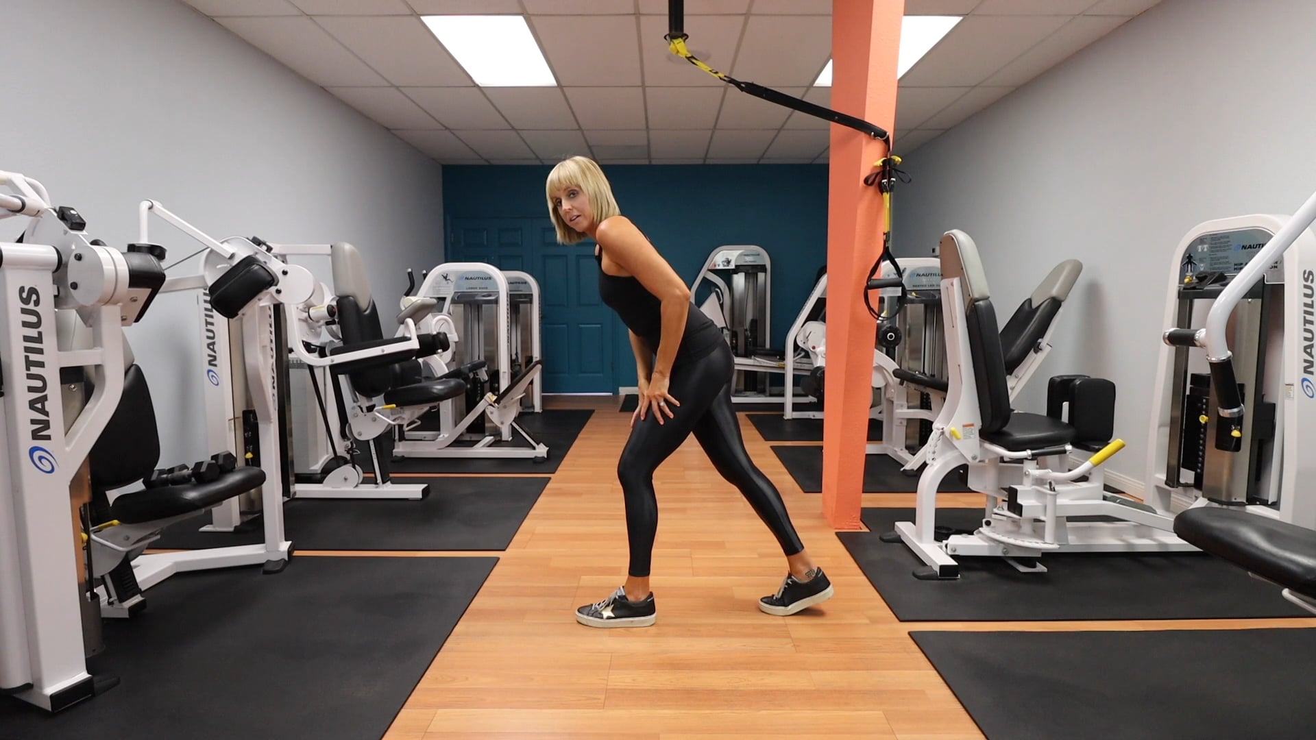 Dumbbell Double Arm Ski Kicks Gym