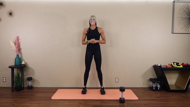 Squat with Single Dumbbell Chest Push